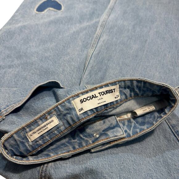 Social Tourist Jeans Sz 24 Ultra High Rise Y2K Baggy Wide Leg Denim Abercrombie - Picture 4 of 6